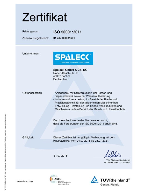Zertifikat 50001 Spaleck